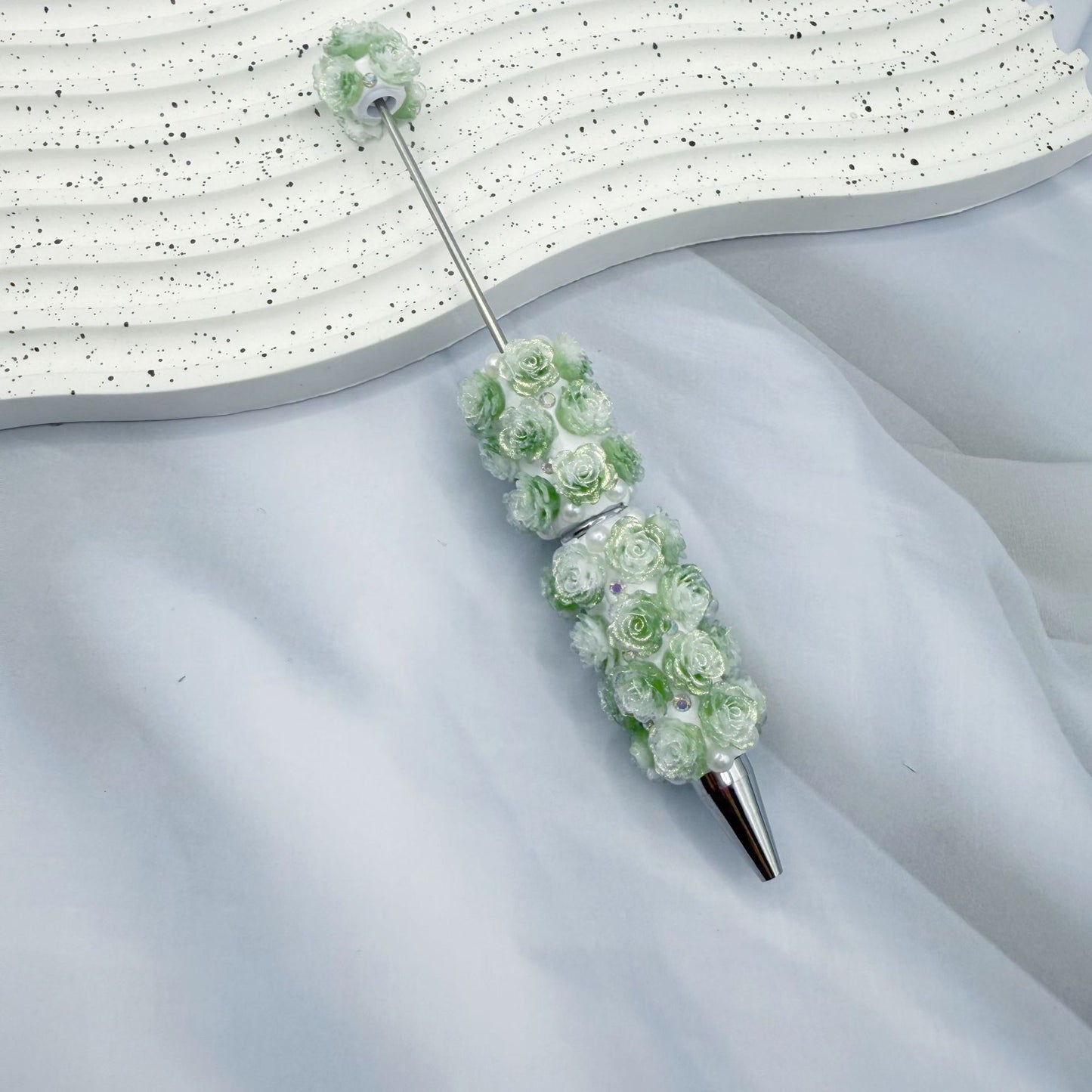 Rose Full Diamond Ball Pen High Value Handmade Heavy Industry Grain Pen Broken Ice Blue Theme Ball Pen Set
