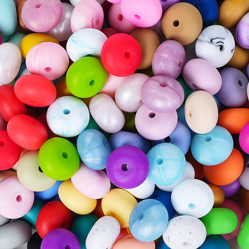 Spot 14mm Small Abacus Beads Food Grade Silicone Beads DIY Men's and Women's Jewelry Necklaces Oval Beads Wholesale #51-93