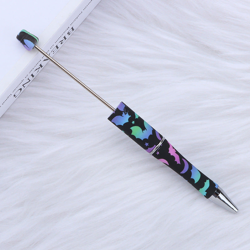 Halloween Black Bat Star Colorful Printed Beadable Pens