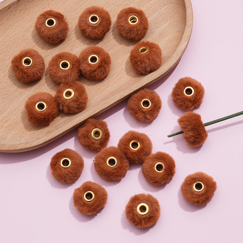 Imitation Rabbit Fur Plush Hanging Ball Beads Beads 20mm Straight Hole Hairball Beads DIY Mobile Phone Chain Accessories