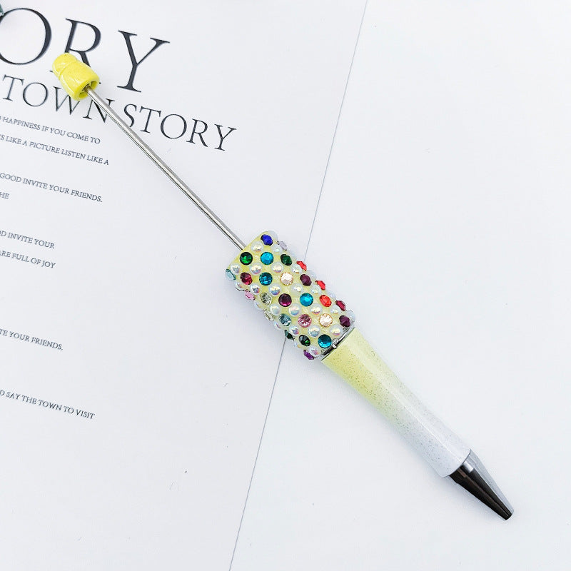 Gradual change color candy diamond bead pen DIY handmade diamond pearl agate ballpoint pen, cute creative gift pen
