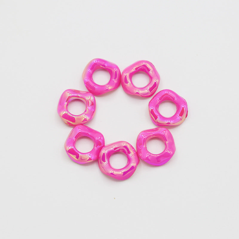 16Mm Color Electroplated Lace Wave Stacked Le Large Hole Beads Diy Handmade Beaded Loose Beads Bracelet Accessories Wholesale