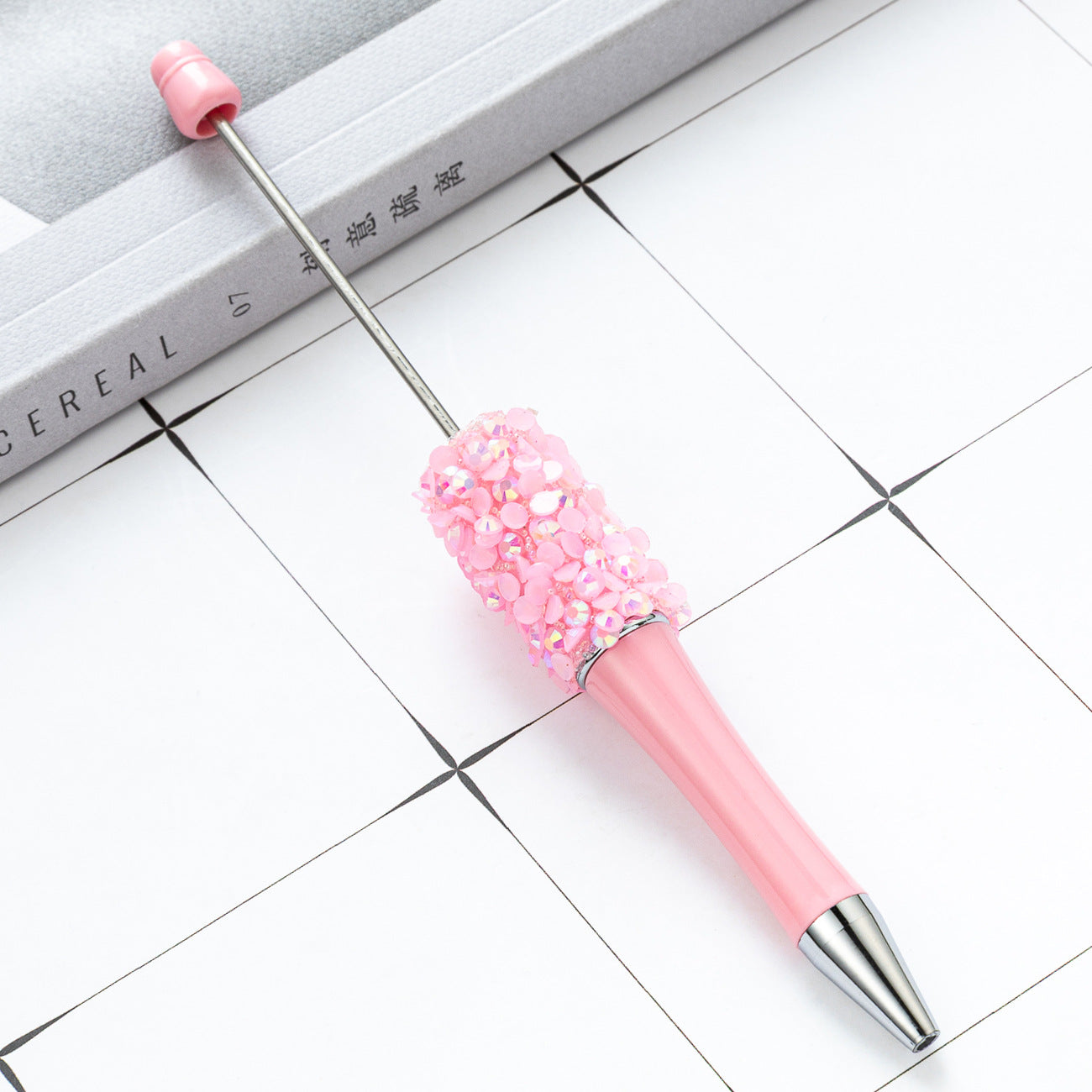 DIY multi-color broken diamond bead pen creative hand-affixed crystal plastic pen cute girl heart advertising gift pen