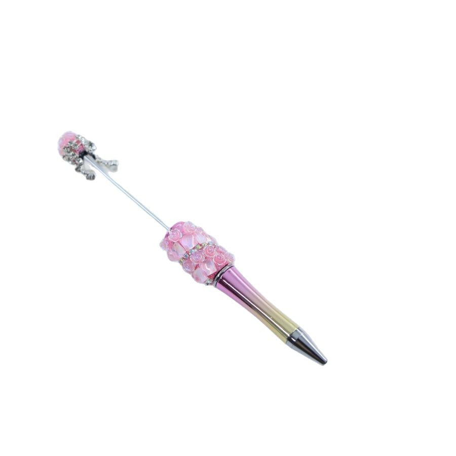 Popular DIY pearl flower bead pen handmade patch plastic ballpoint pen, cartoon flower bone pearl gift pen