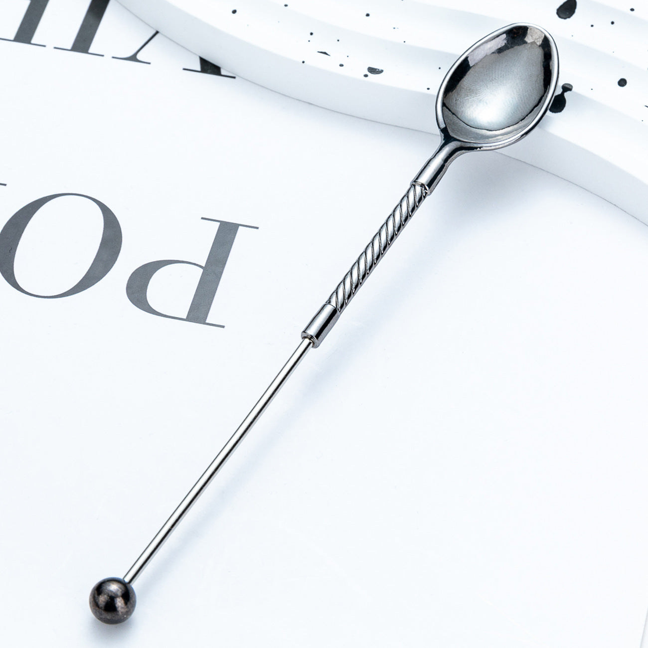 DIY beaded spoon simple coffee spoon cup stirring spoon creative fashion long handle spoon gift spoon dessert spoon