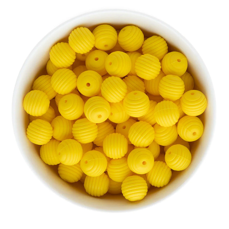 Spot 15mm silicone threaded beads food grade material baby toothpaste chain loose beads DIY accessories honeycomb beads wholesale