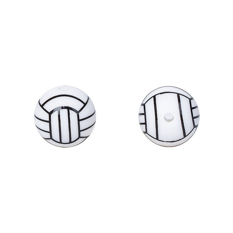 Factory Spot 15mm Silicone Beads Baby Teething Necklace Loose Beads Football Basketball Water Transfer Silicone Beads Wholesale