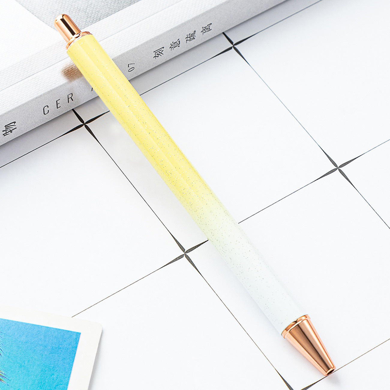High-value metal press ballpoint pen, new creative glitter, metal stationery pen for students, spot press pen