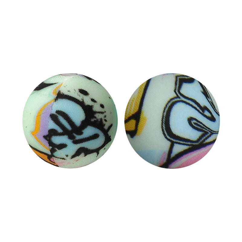 15mm Silicone Beads Water Transfer Beads DIY Jewelry Bead Pen Loose Beads Wholesale #251-285