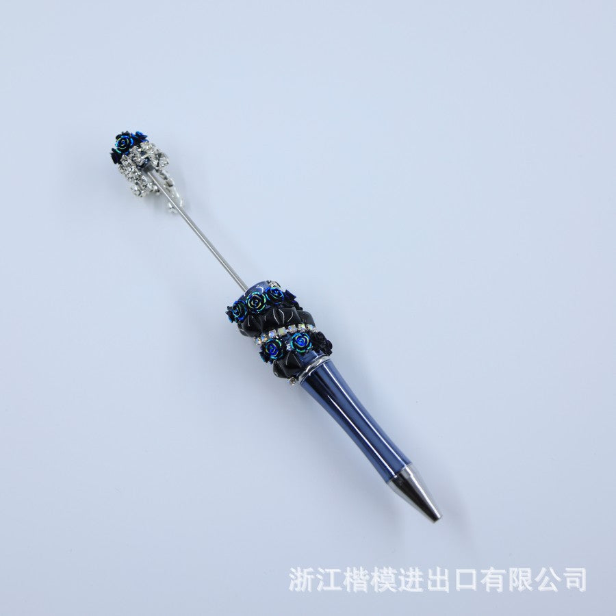 Popular DIY pearl flower bead pen handmade patch plastic ballpoint pen, cartoon flower bone pearl gift pen