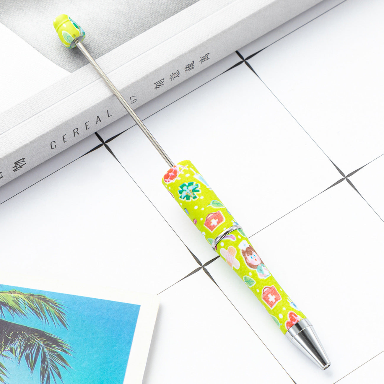 Creative DIY plastic bead pen new nurse section series beaded ballpoint pen spot wholesale printing bead pen