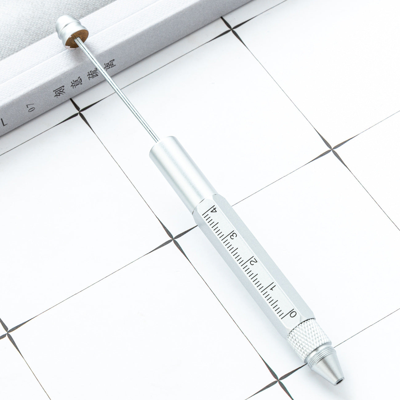 Multifunctional metal tool pen 5-in-1 painting scale screwdriver ballpoint pen DIY beading tool pen