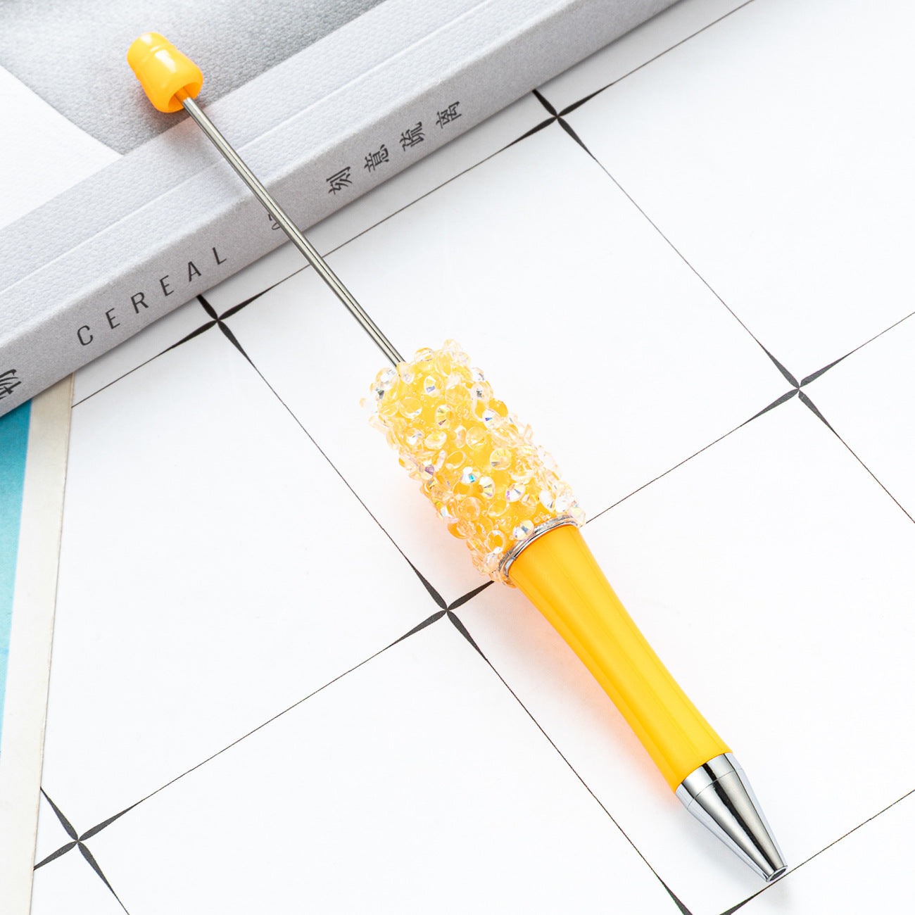DIY multi-color broken diamond bead pen creative hand-affixed crystal plastic pen cute girl heart advertising gift pen
