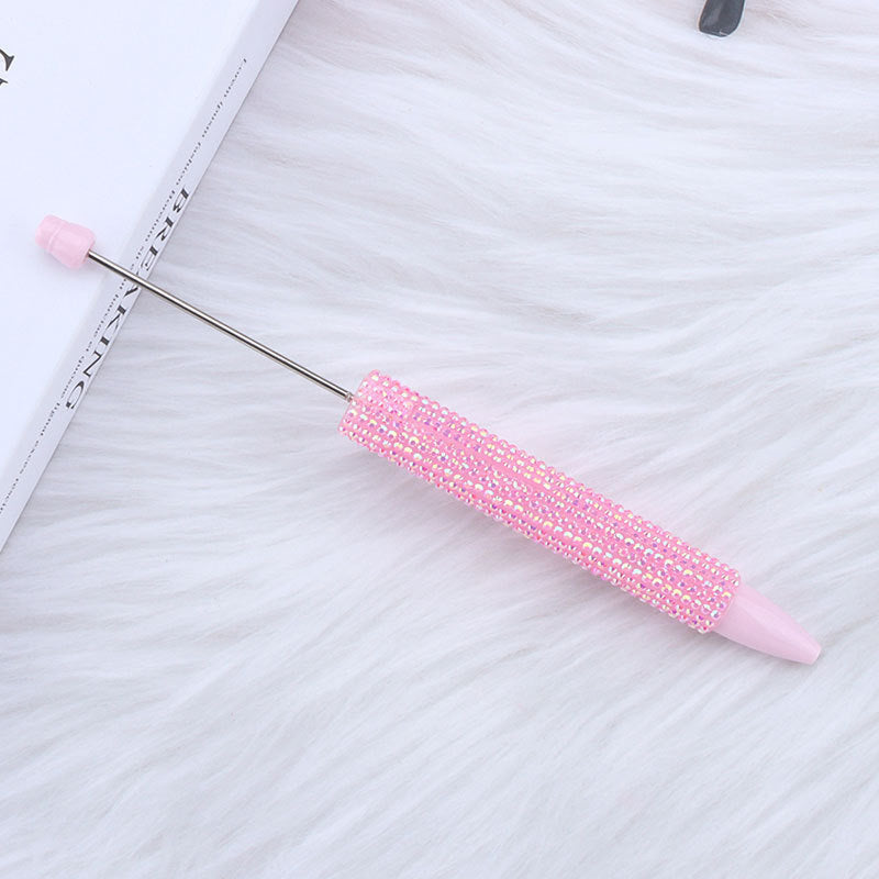 Cross-border long diamond-encrusted beaded pen DIY sticker full diamond beaded ballpoint pen creative cute girl heart gift pen