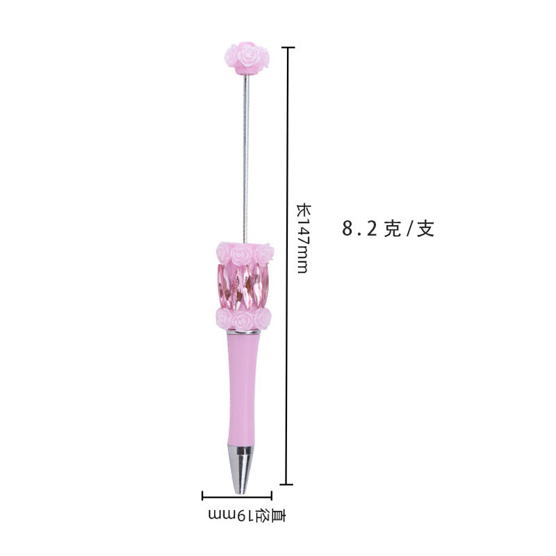 DIY flower mermaid bead pen pure handmade patch pen cap sticker rose mermaid bead pen, student gift pen