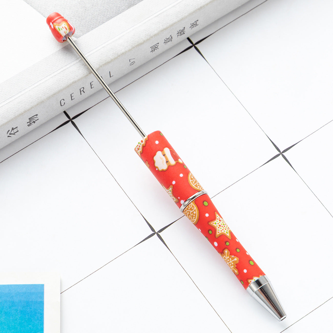 Green Christmas Tree Gingerbread and Lovely Red Color Christmas Santa Printed Beadable Pens