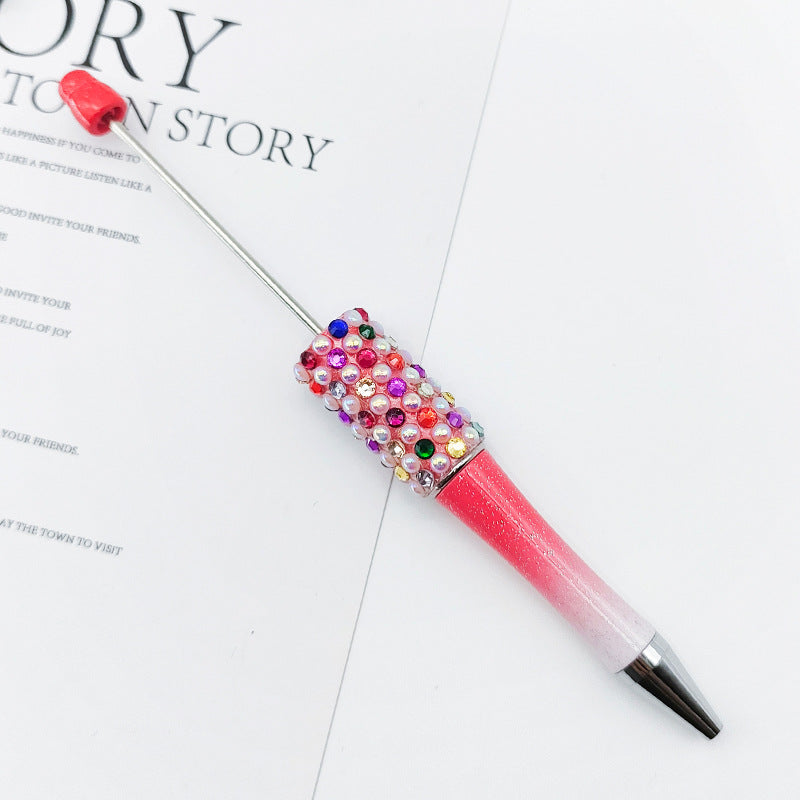 Gradual change color candy diamond bead pen DIY handmade diamond pearl agate ballpoint pen, cute creative gift pen