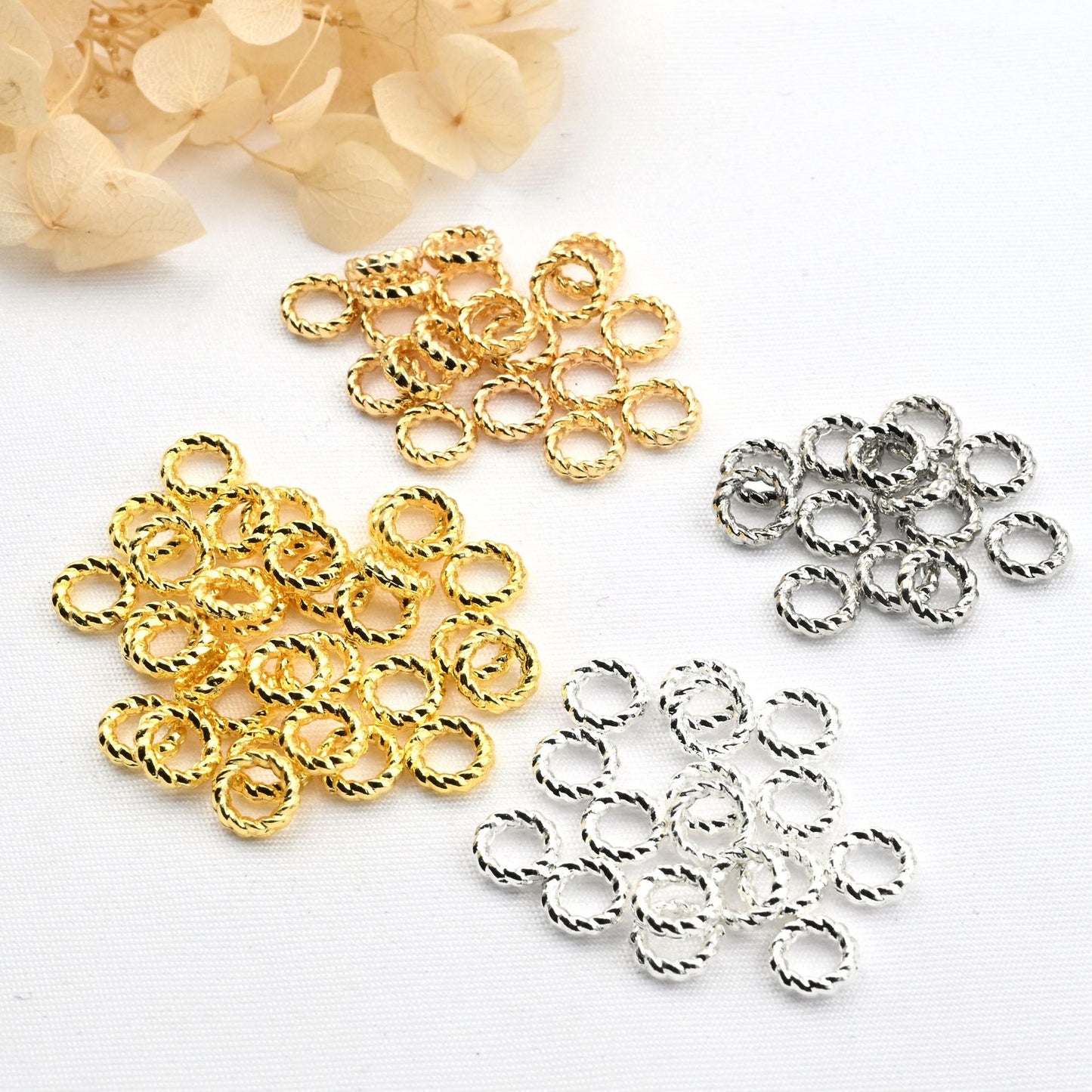 10mm gold color-preserving DIY jewelry twist batch flower closed opening ring yellow-gold circle accessories handmade materials