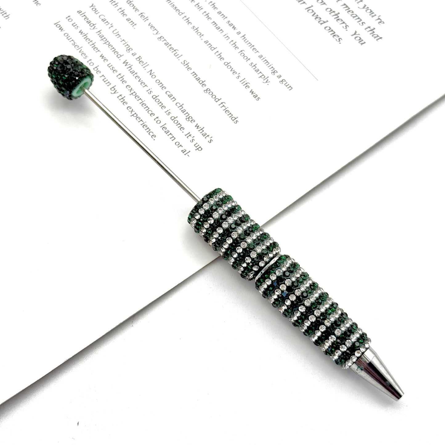 Creative Stripe Full Diamond Ballpoint Pen DIY Beaded Stripe Full Diamond Multicolor Bead Pen Rotary Beaded Grain Pen