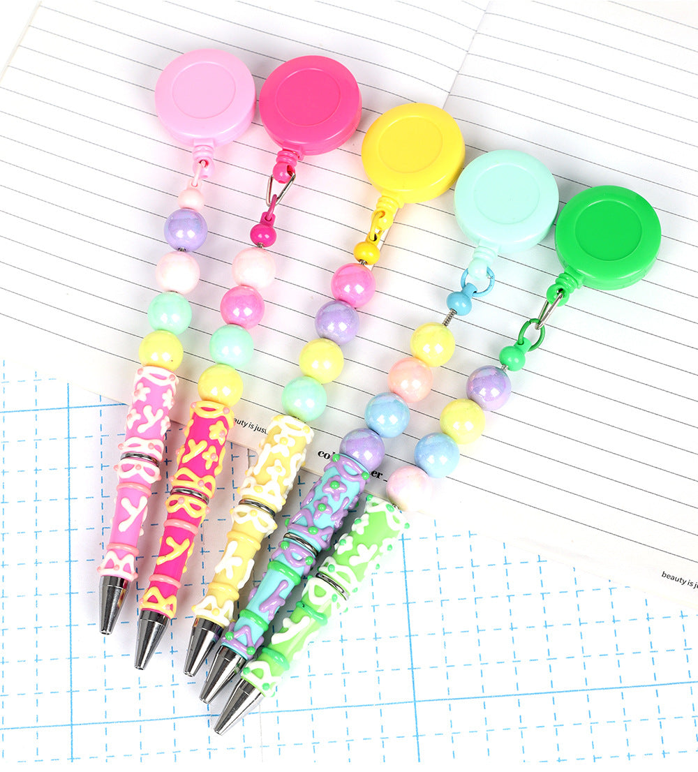 Retractable creative DIY hand-painted bead pen painted cream pen multi-color rotating neutral ballpoint pen