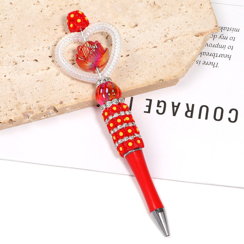 Creative new cartoon rotating bead pen heavy industry glitter high value new ins wind bead pen ballpoint pen
