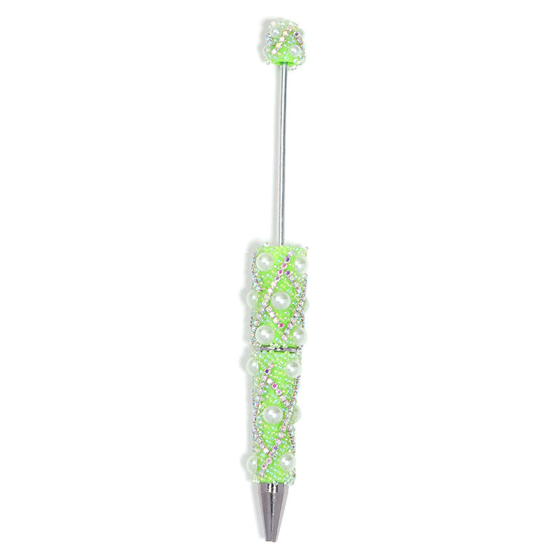 Cross-border explosion heavy industry full diamond pearl chain bead pen DIY rotating ballpoint pen mobile phone chain accessories material