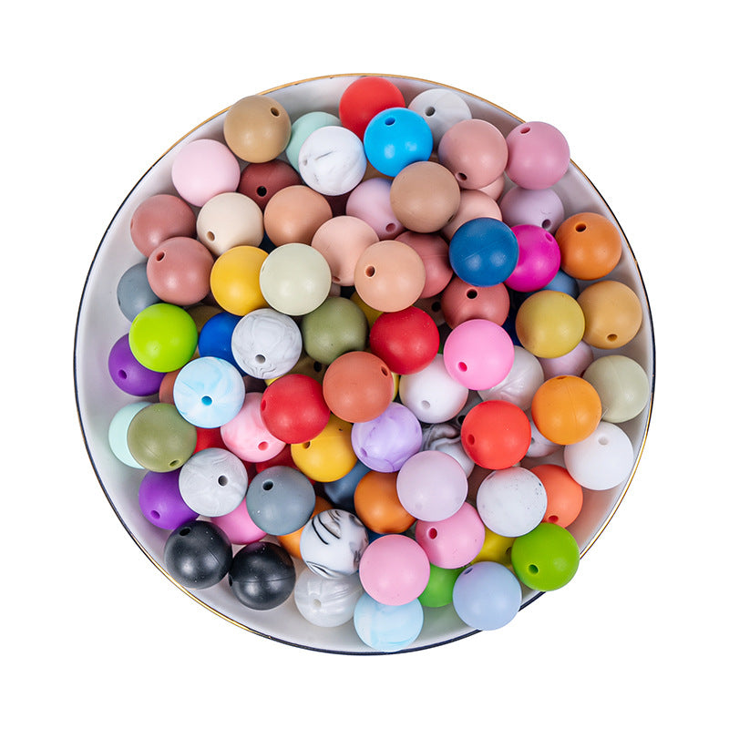 9 Mm Food Grade Silicone Beads Colored Round Loose Beads Handmade DIY Beaded Bracelet Pacifier Chain Accessories Spot Wholesale #51-98