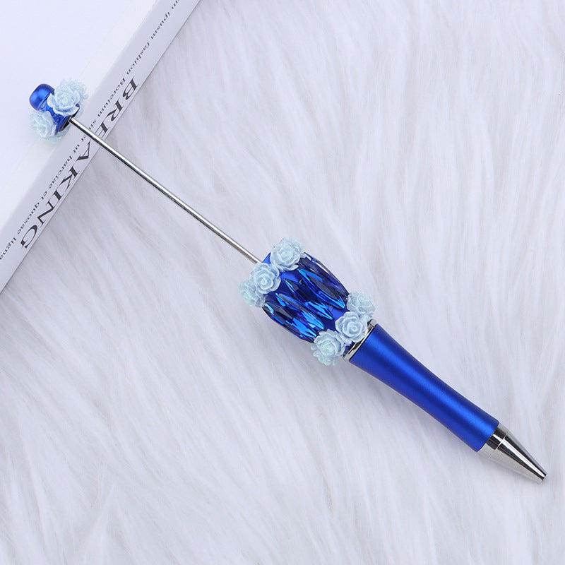 DIY flower mermaid bead pen pure handmade patch pen cap sticker rose mermaid bead pen, student gift pen