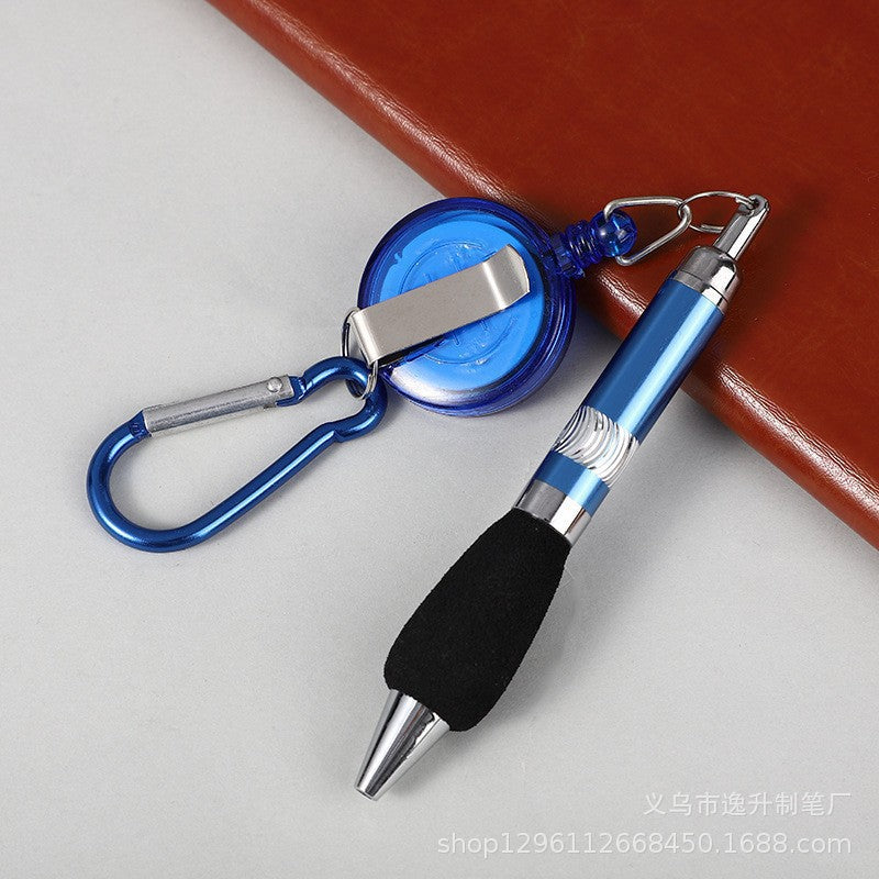 Creative DIY metal pull line pen, retractable mountaineering keychain gift pen, simple and portable stretching ballpoint pen