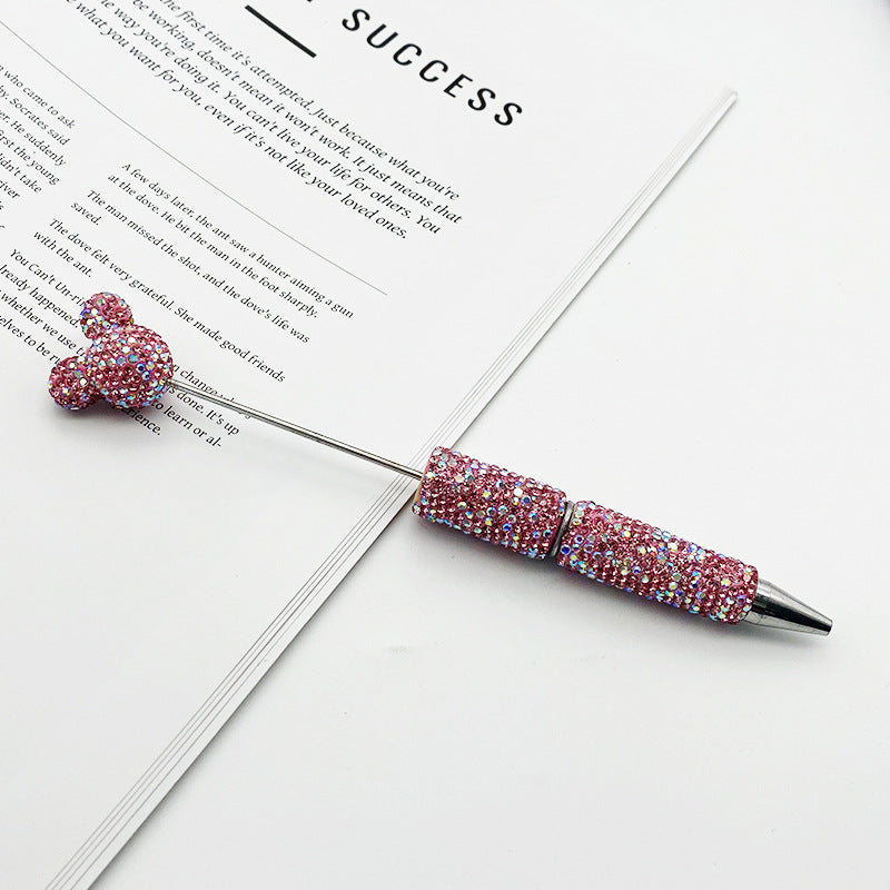 Creative Mickey Head Full Drill Bead Pen DIY Handmade Sticker Drill Ballpoint Pen Cartoon Mickey Gift Pen Manufacturer Spot