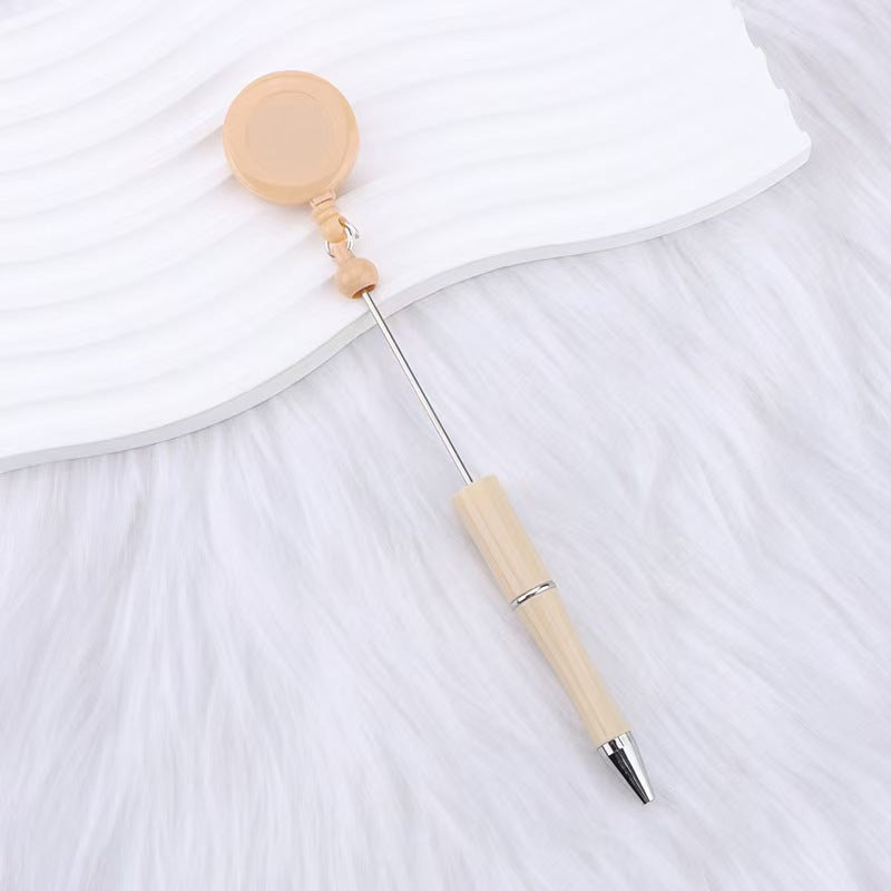 New easy-to-pull buckle beaded ballpoint pen, retractable plastic easy-to-pull retractable buckle, creative bead pen pull wire buckle