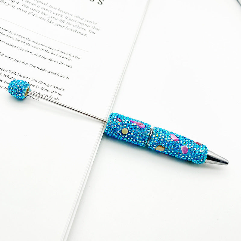 DIY colorful shell full diamond bead pen, handmade bead full diamond ballpoint pen puzzle colorful diamond gifts stationery