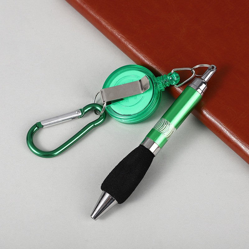 Creative DIY metal pull line pen, retractable mountaineering keychain gift pen, simple and portable stretching ballpoint pen