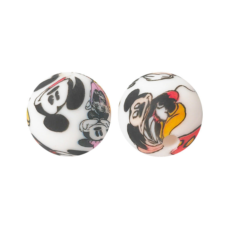15mm Silicone Beads Water Transfer Beads DIY Jewelry Bead Pen Loose Beads Wholesale #201-250