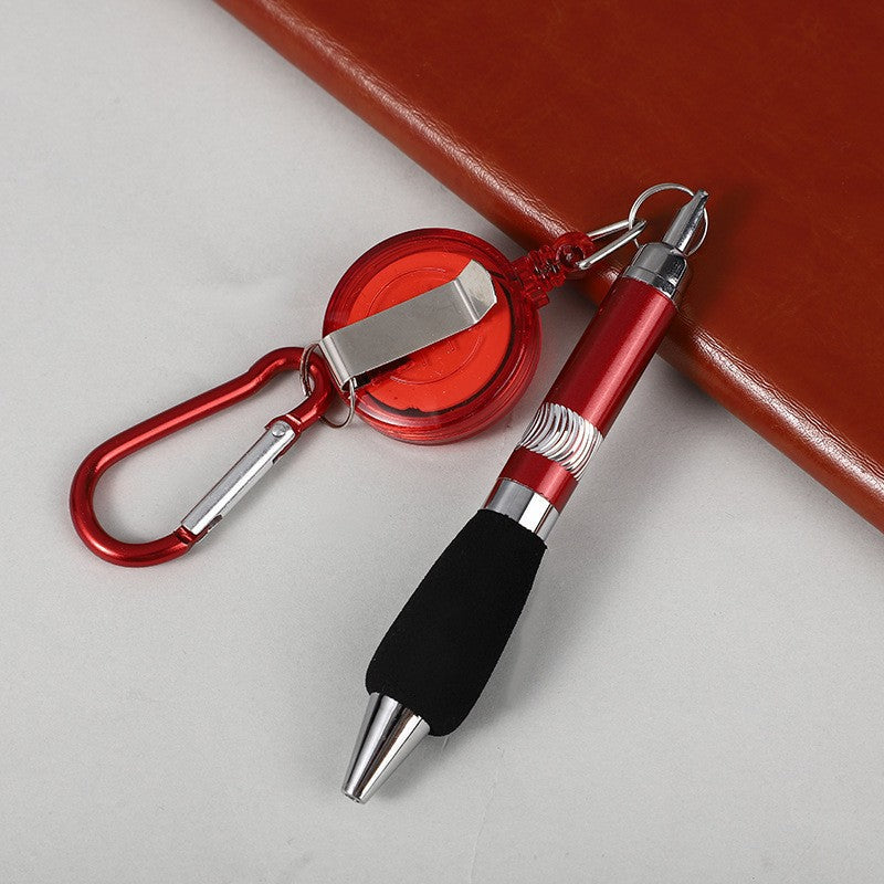 Creative DIY metal pull line pen, retractable mountaineering keychain gift pen, simple and portable stretching ballpoint pen