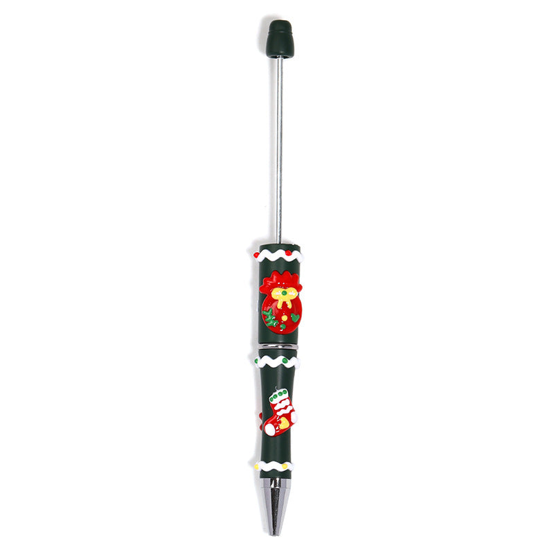 Cross-border Christmas hand-painted bead pen fashionable high-value cartoon bead pen new Santa Claus painted bead pen