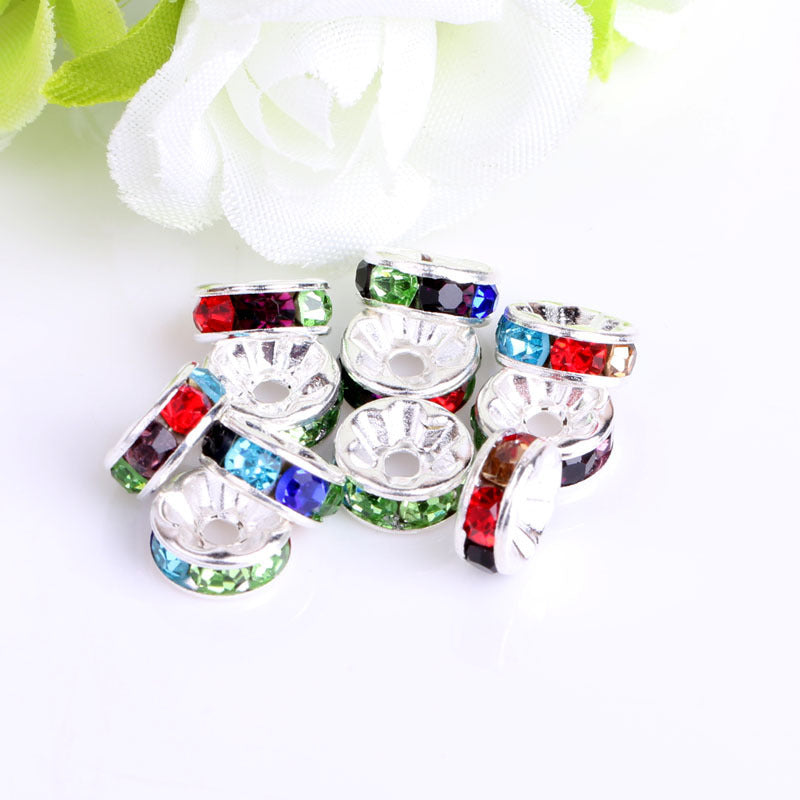 12Mm Hand-drilled Ring Spacer Beads, Colored Bracelet with Diamond Spacer Wheel Ring DIY Jewelry Accessories