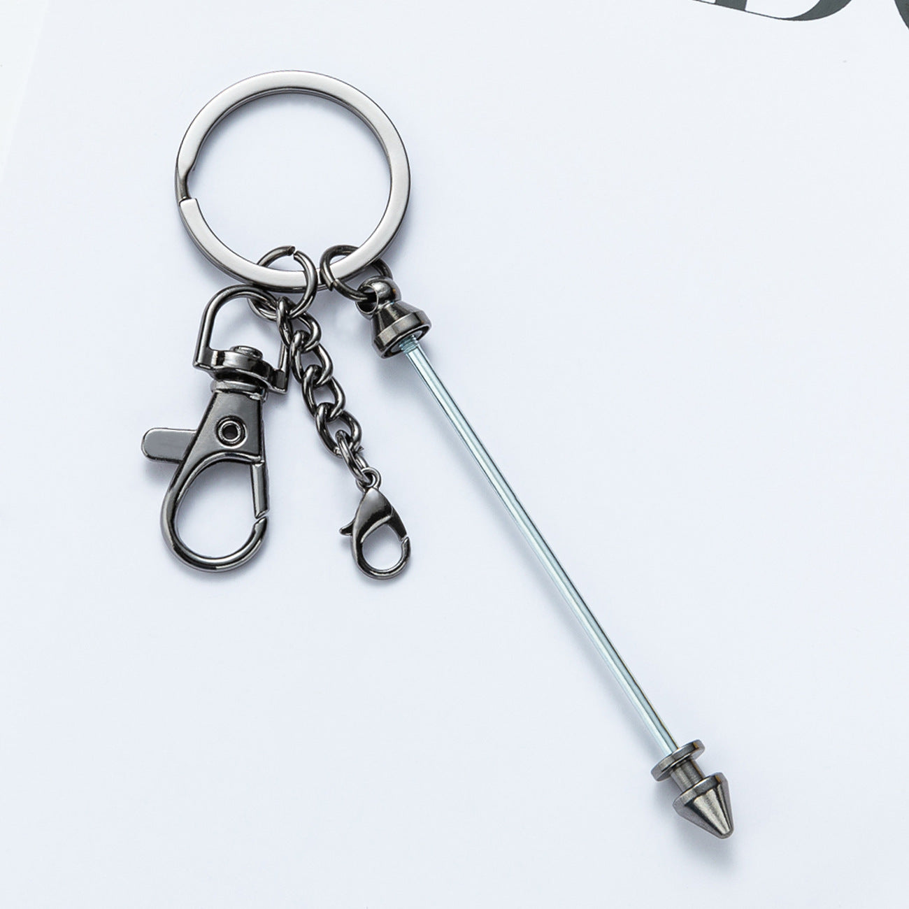 New DIY metal beaded keychain conical bullet pole key chain, luggage pendant pendant keychain