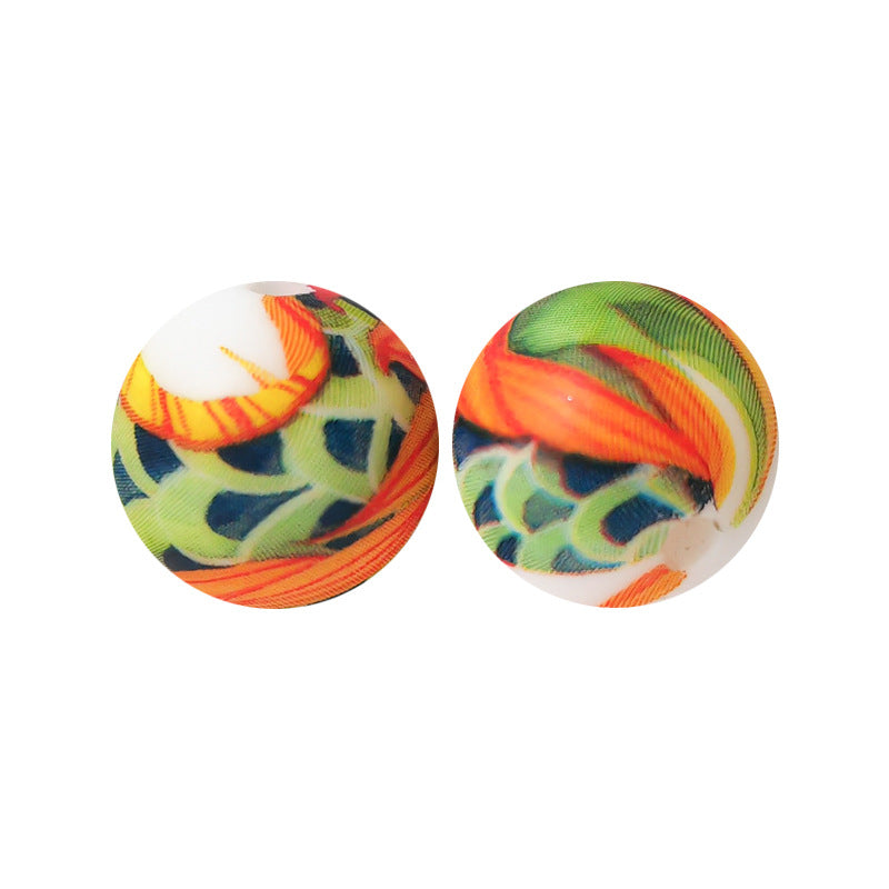15mm Silicone Beads Water Transfer Beads DIY Jewelry Bead Pen Loose Beads Wholesale #251-285