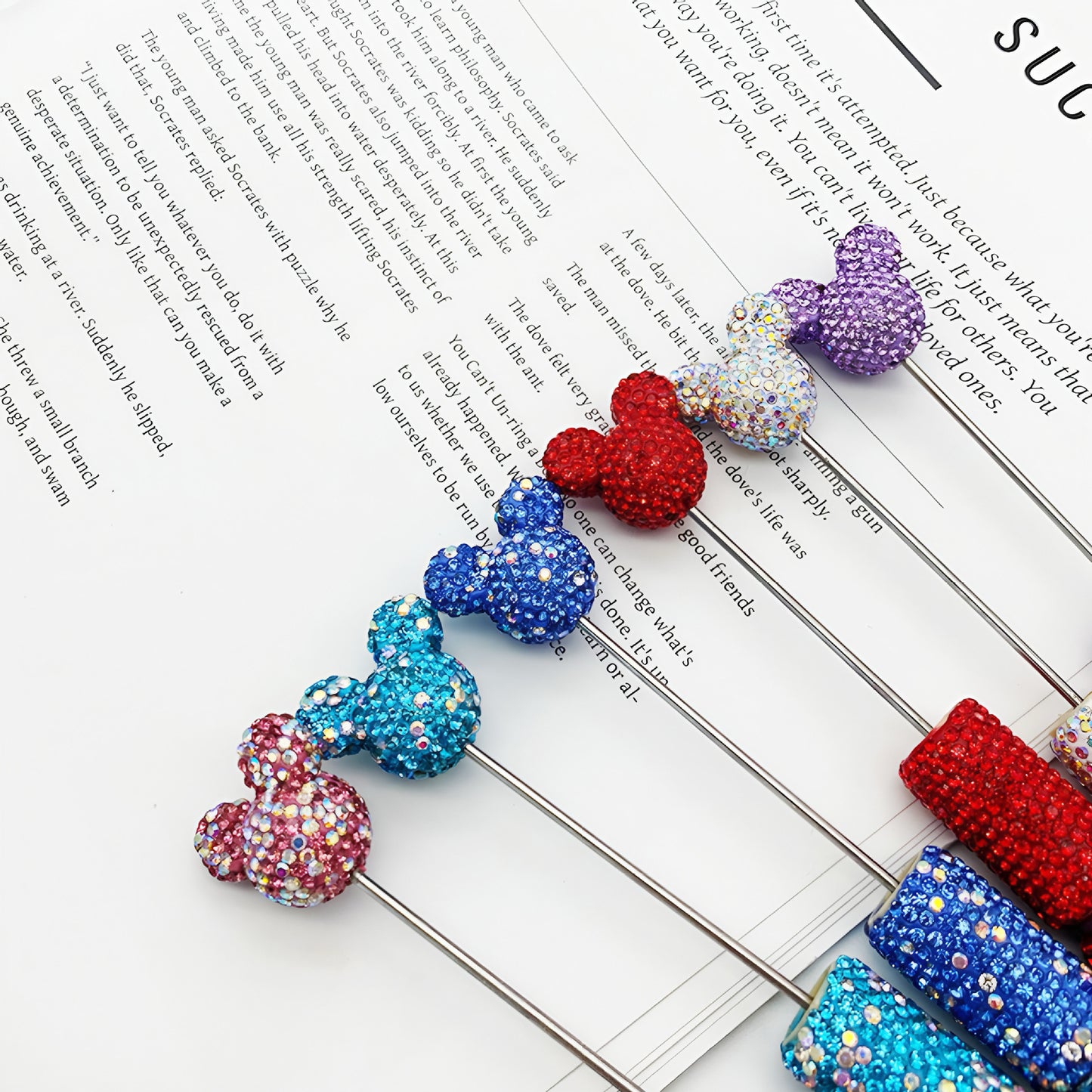 Creative Mickey Head Full Drill Bead Pen DIY Handmade Sticker Drill Ballpoint Pen Cartoon Mickey Gift Pen Manufacturer Spot