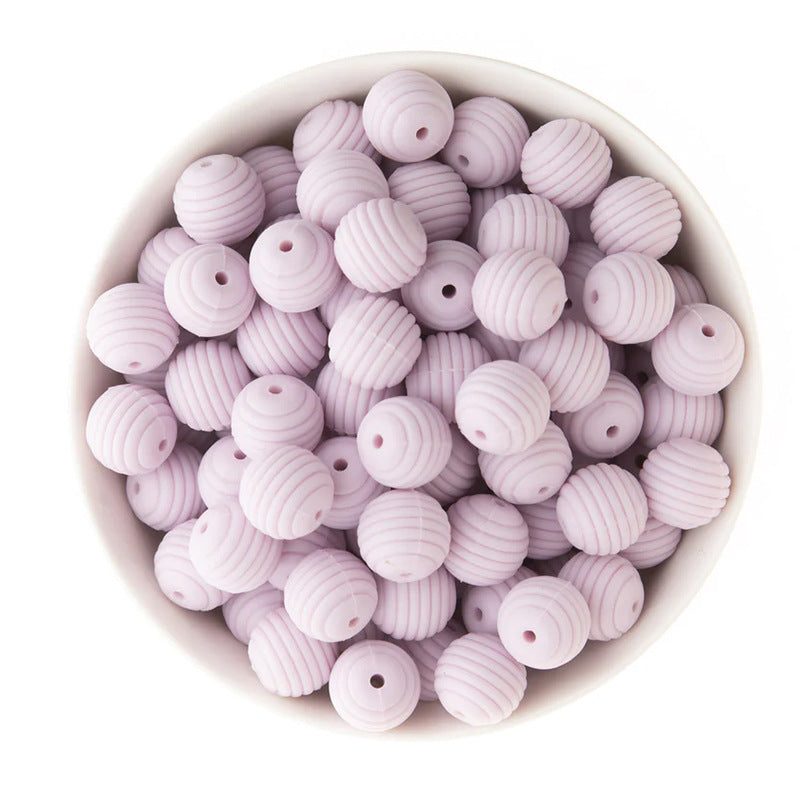 Spot 15mm silicone threaded beads food grade material baby toothpaste chain loose beads DIY accessories honeycomb beads wholesale