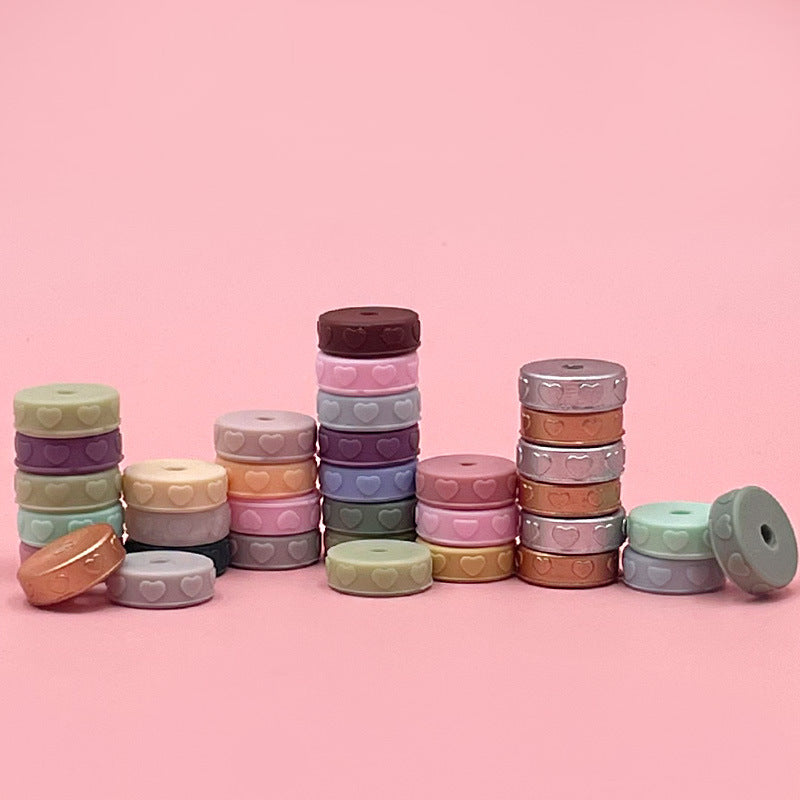 12 Mm Cross-border Creative Food-grade Silicone Love, Round Beads, Gaskets, Beads, DIY Jewelry, Bead Pen Accessories, Spot Wholesale