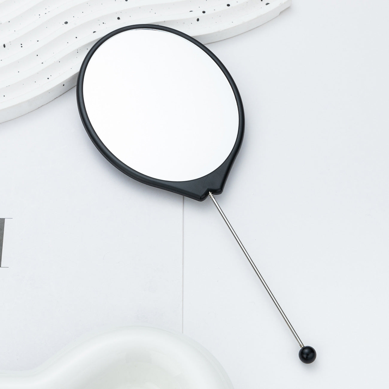 New DIY beaded oval mirror portable high definition mirror handheld mirror, carry makeup small mirror
