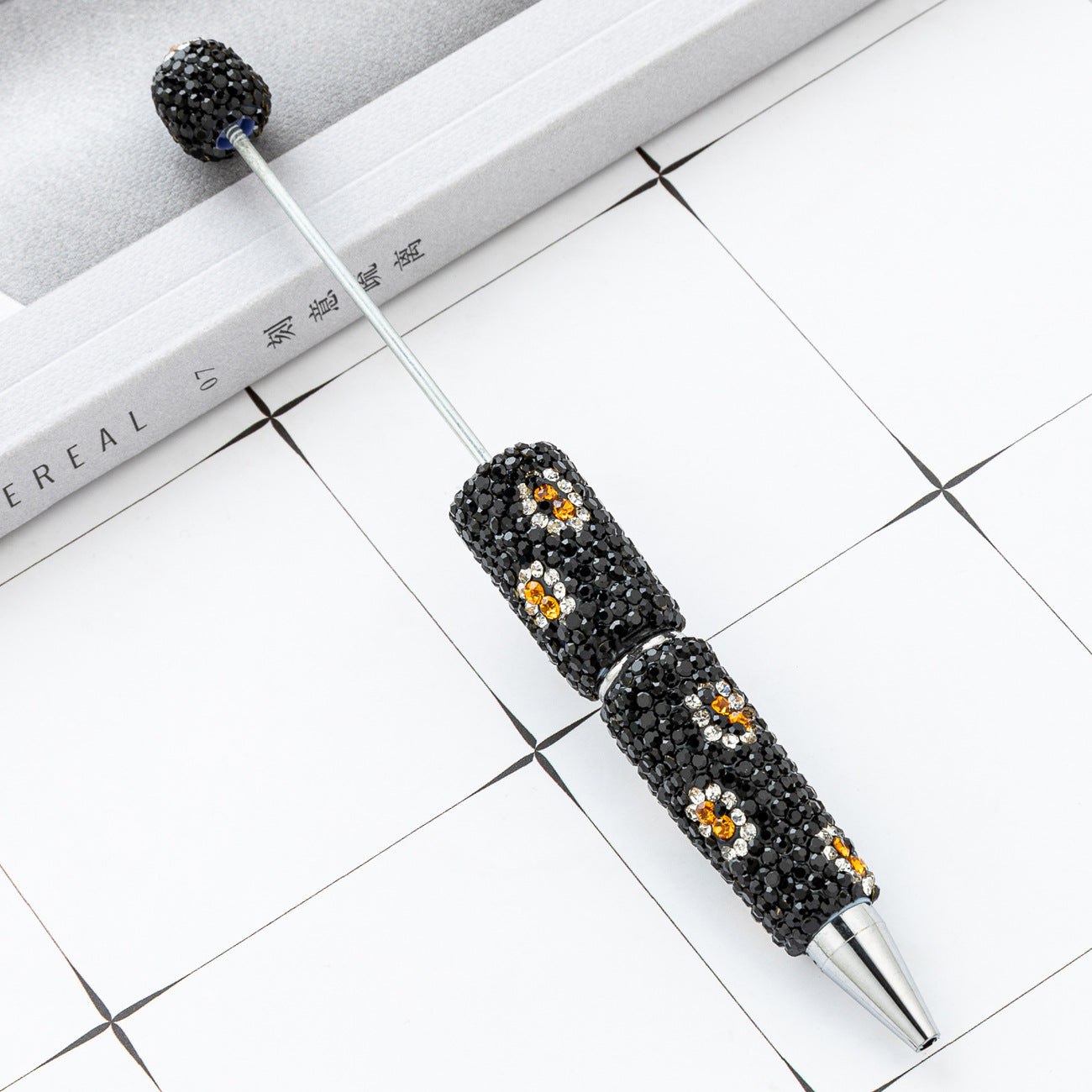 New DIY leopard print bead pen handmade diamond-set beaded ballpoint pen multi-color plastic bead pen wholesale