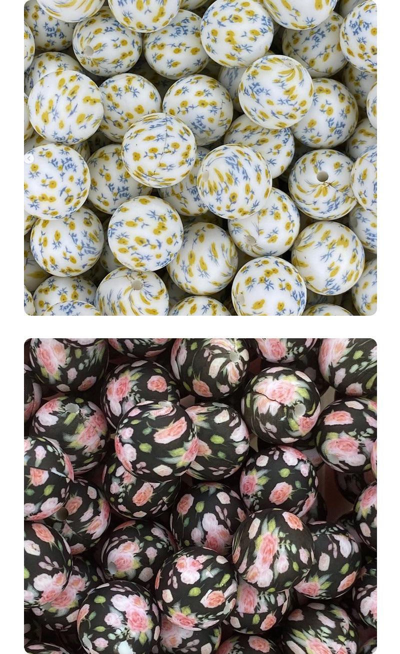 15mm Silicone Beads Water Transfer Beads DIY Jewelry Bead Pen Loose Beads Wholesale #101-150