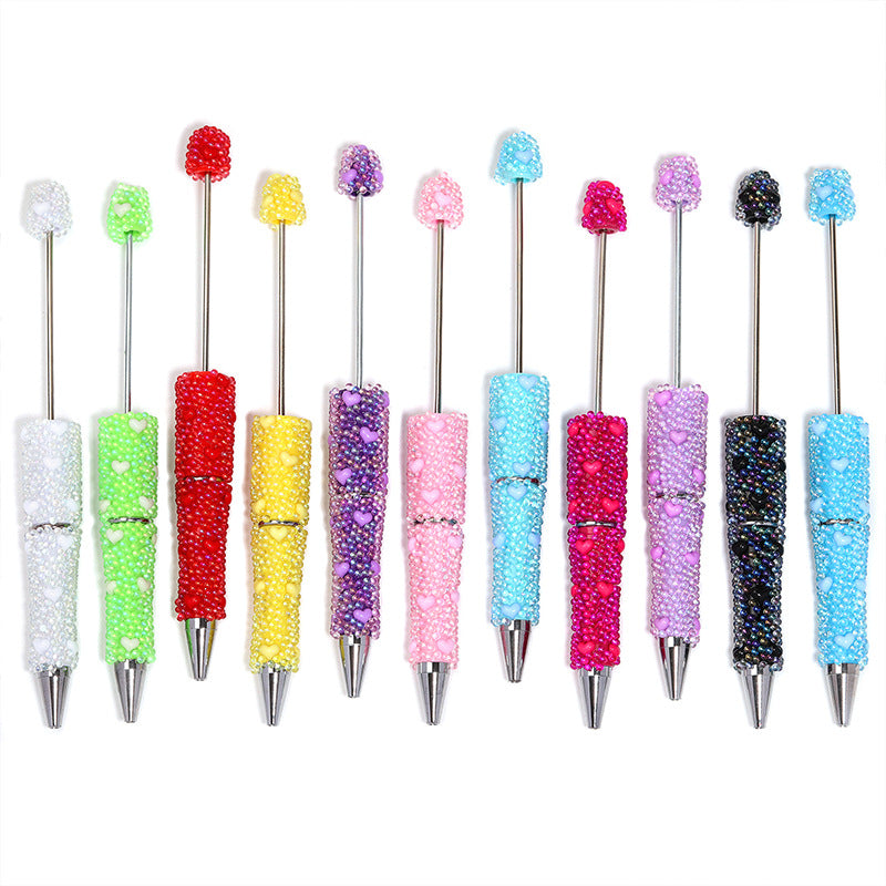 Mermaid love bubble glass beads bead pen DIY multi-color high-value rotating ballpoint pen student gift pen