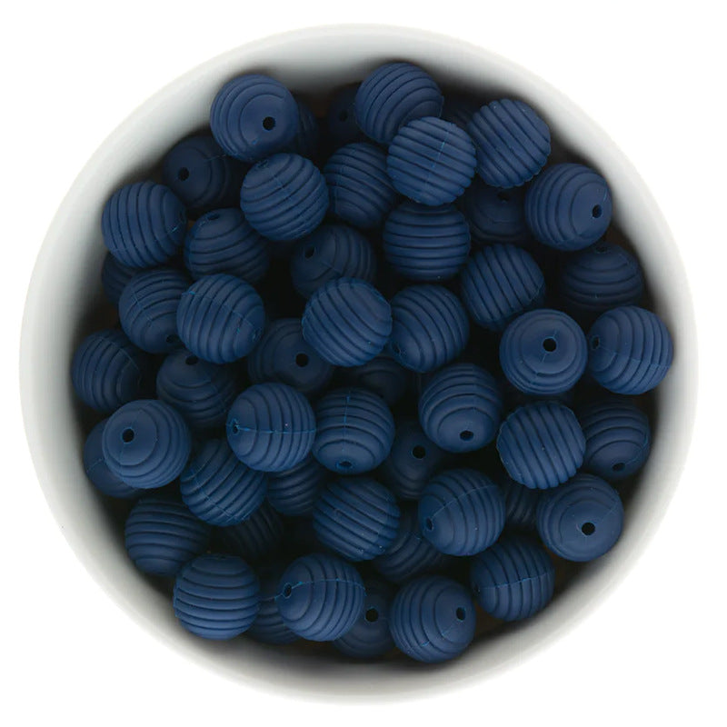 Spot 15mm silicone threaded beads food grade material baby toothpaste chain loose beads DIY accessories honeycomb beads wholesale
