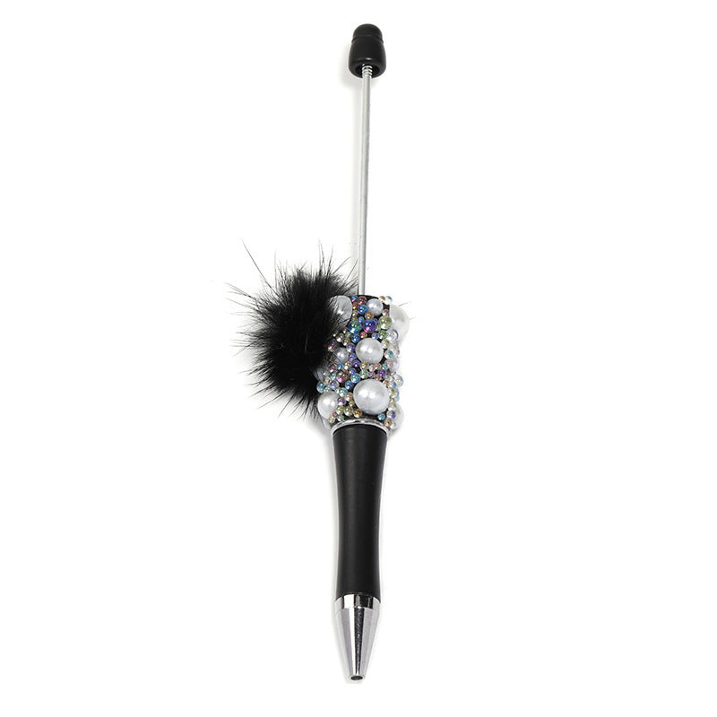 Soft cute pearl hairball DIY bead pen colorful bubble beads rotating ballpoint pen girl heart hand account gift pen