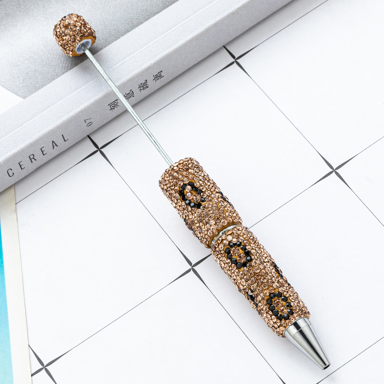 New DIY leopard print bead pen handmade diamond-set beaded ballpoint pen multi-color plastic bead pen wholesale