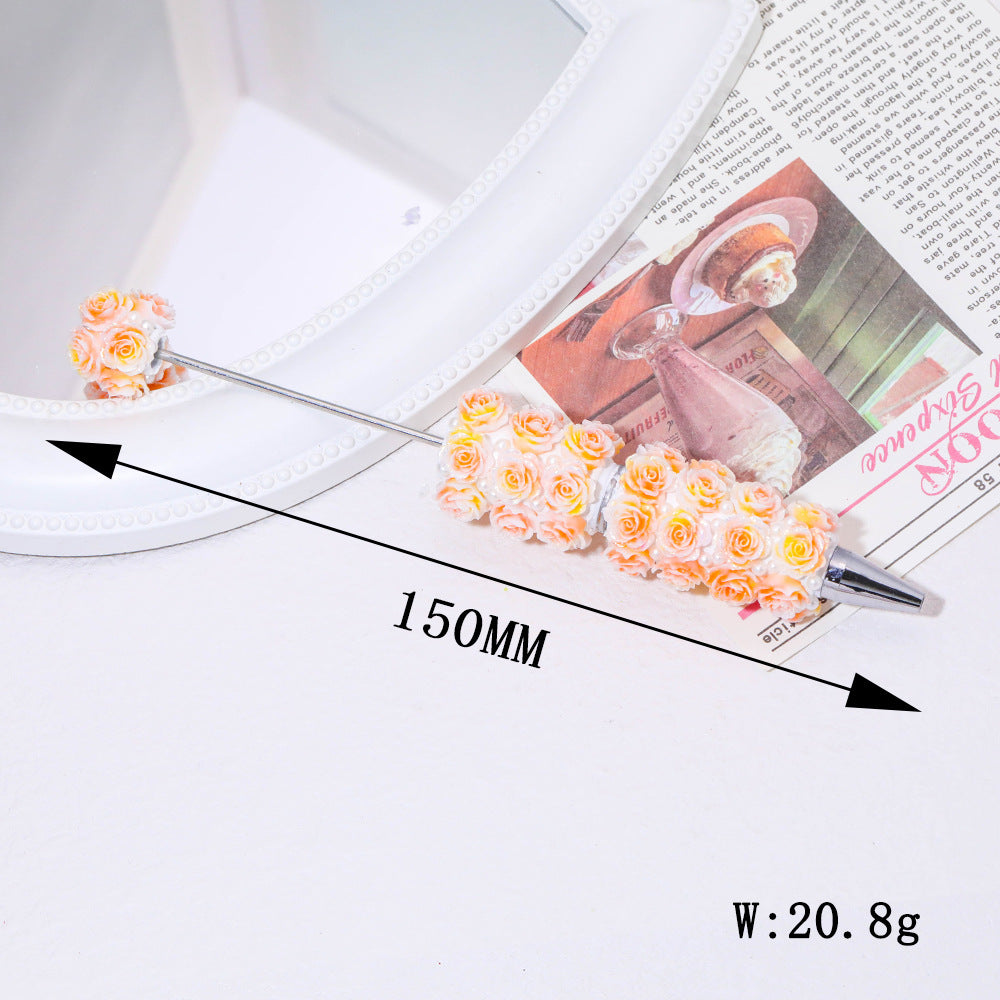 New heavy industry color flower luminous bead pen heavy industry DIY handmade beaded pen holder accessories